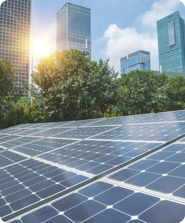solar panels on top of a commercial building
