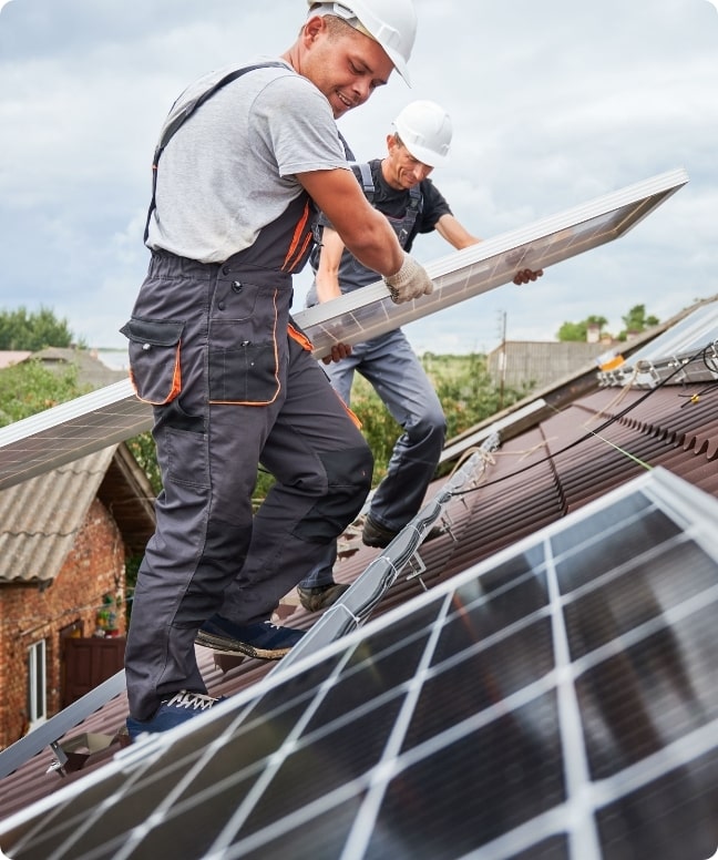 Solar panel contractors doing an installation